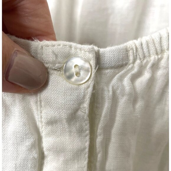 Sundance Sahara Linen Top in Ivory Women’s Pullover Blouse PL Half Button Front - Picture 6 of 8